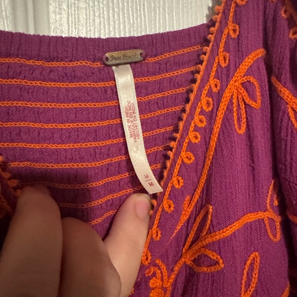 Free People Wedgewood Maxi Dress Embroidered M Boho Magenta - Picture 4 of 6